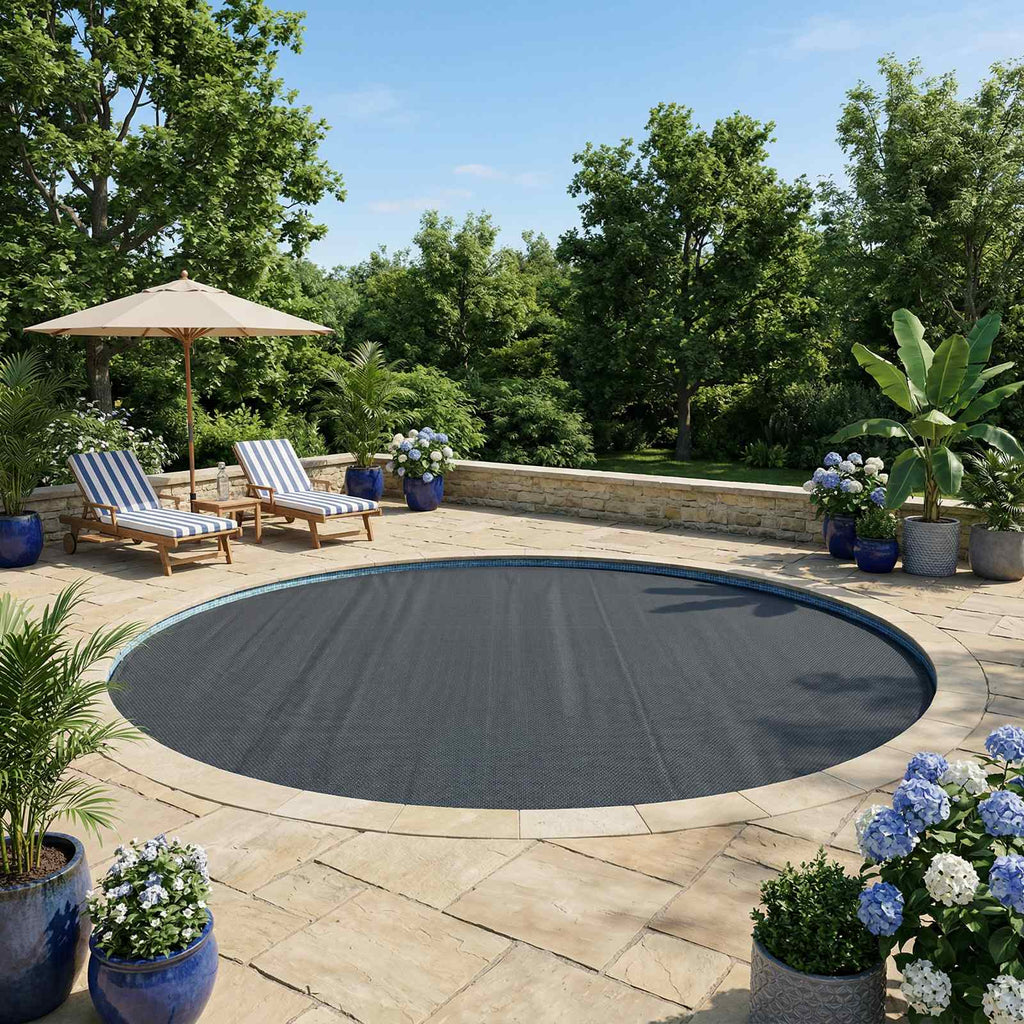 Solar Poolabdeckung Hochwertig Ø 210 cm 200 μm Rund PE Schwarz