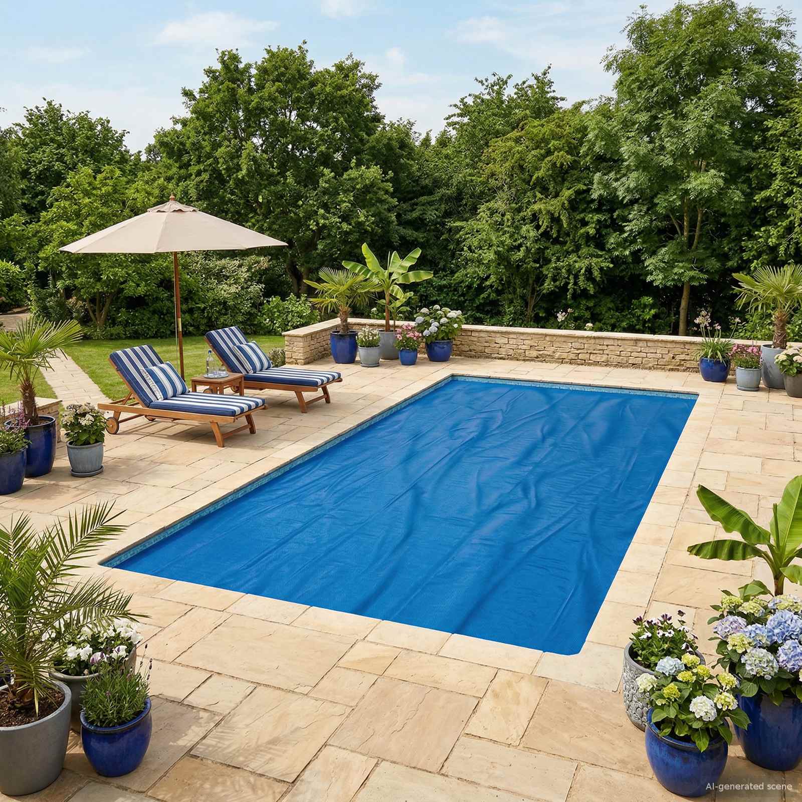 Solar Poolabdeckung Hochwertig 975 x 488 cm 200 μm Quadratisch