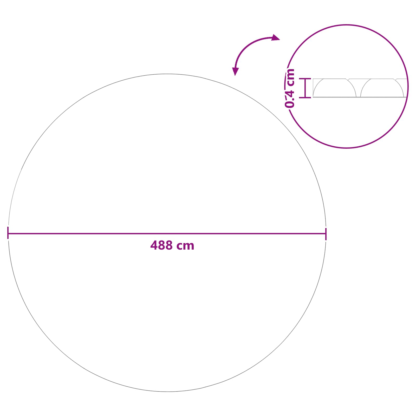 Sonnendeck für Pools Extra Schwer Ø 488 cm 400 μm Rund PE