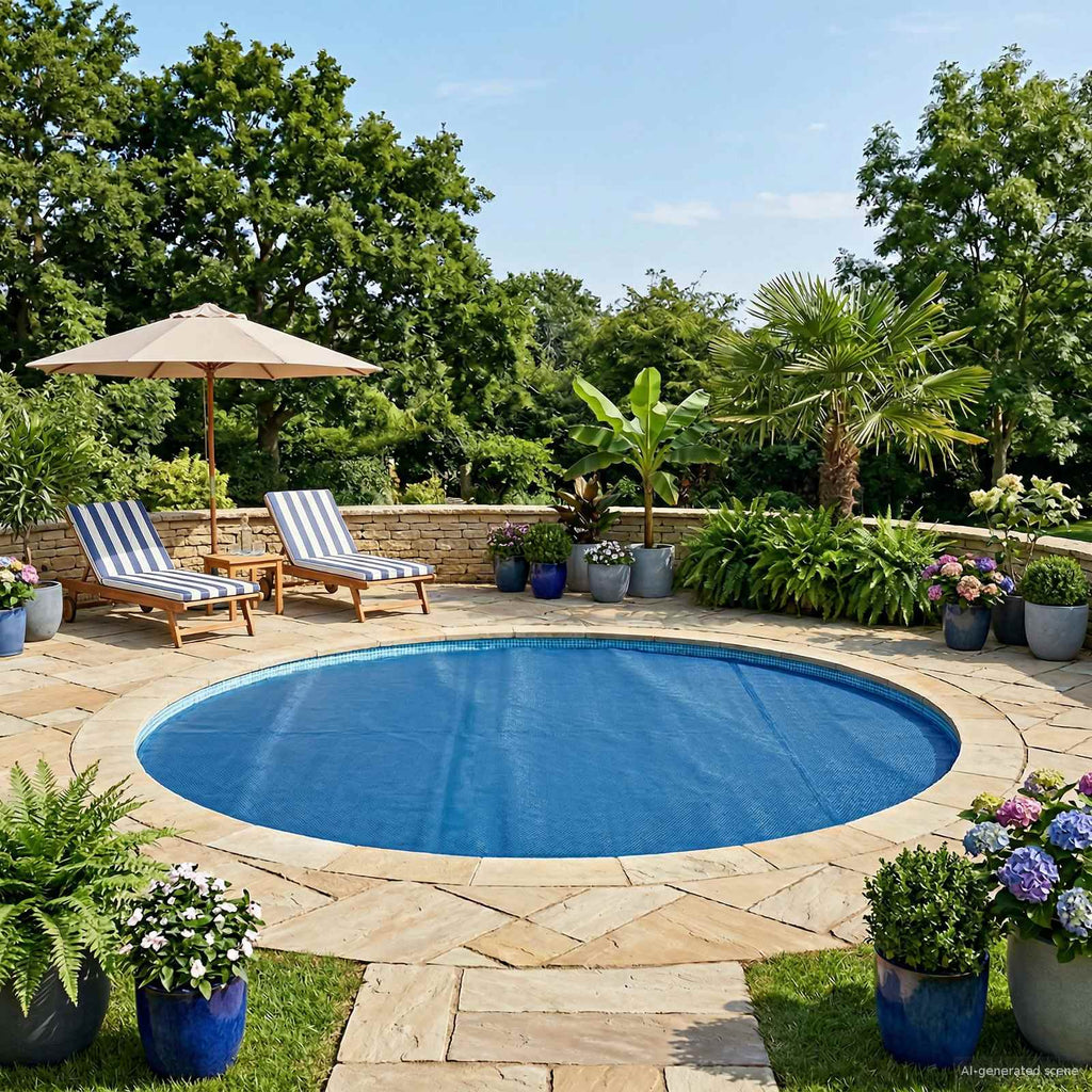 Sonnendeck für Pools Extra Schwer Ø 300 cm 400 μm Rund PE Blau
