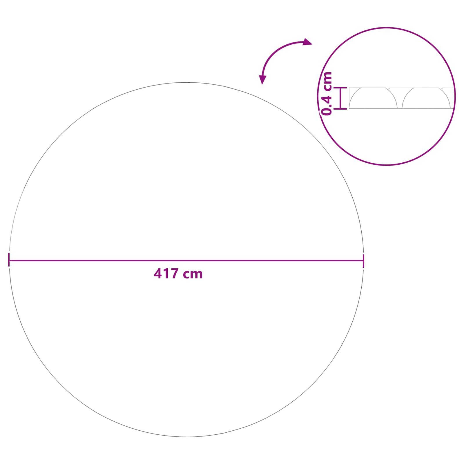 Solar Poolabdeckung Extra Schwer Ø 417 cm 400 μm Rund PE