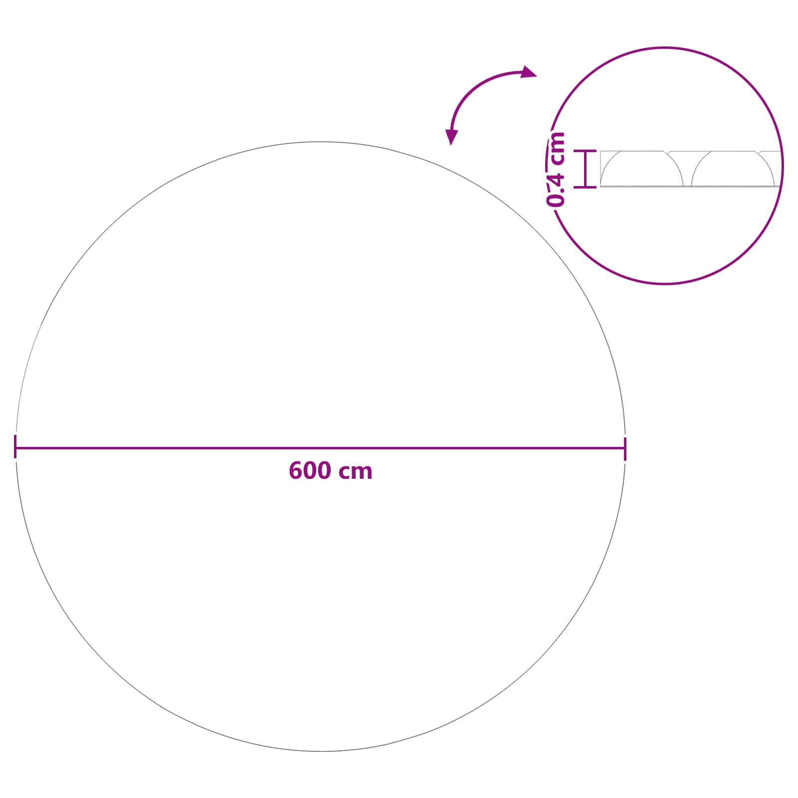 Solar Poolabdeckung Ø 600 cm 110 μm Rund PE Schwarz und Blau