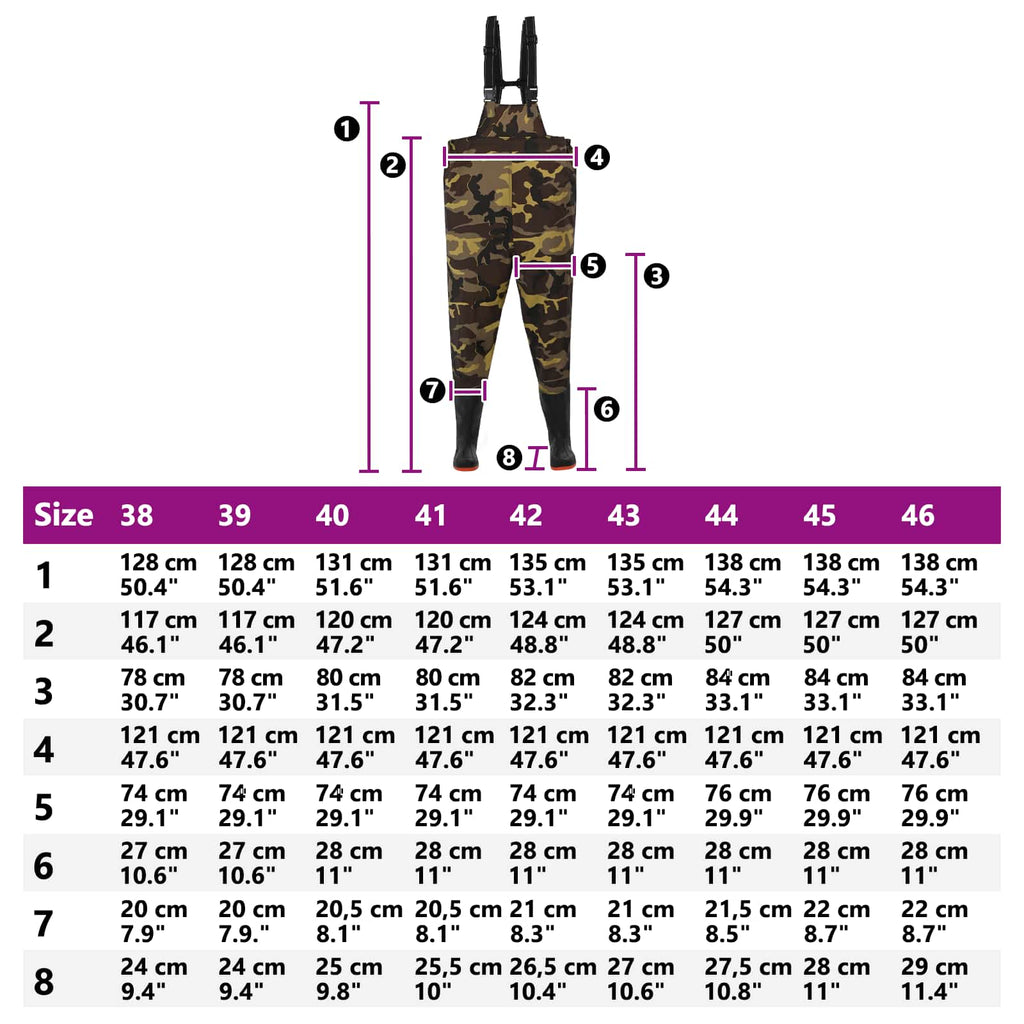 Wathose mit Stiefeln PVC-beschichtetes Polyester Größe 38