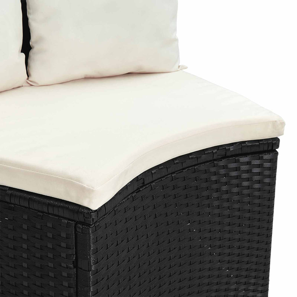 Sofa Set 2 pcs Schwarz Massives Akazienholz und Poly Rattan