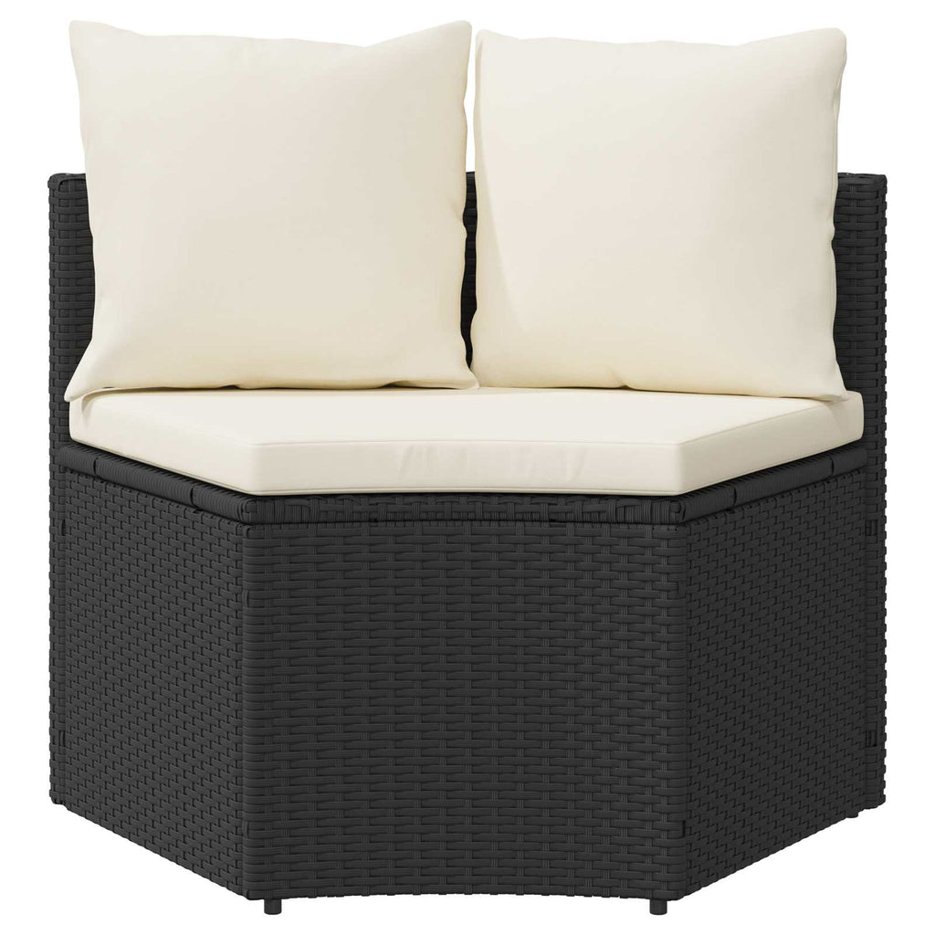 Sofa Set 2 pcs Schwarz Massives Akazienholz und Poly Rattan