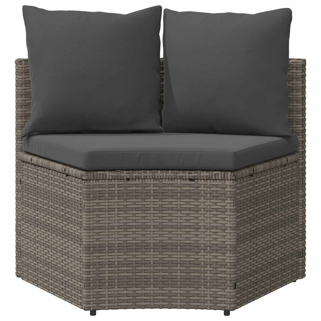 Sofa Set 2 pcs Grau Massives Akazienholz und Poly Rattan