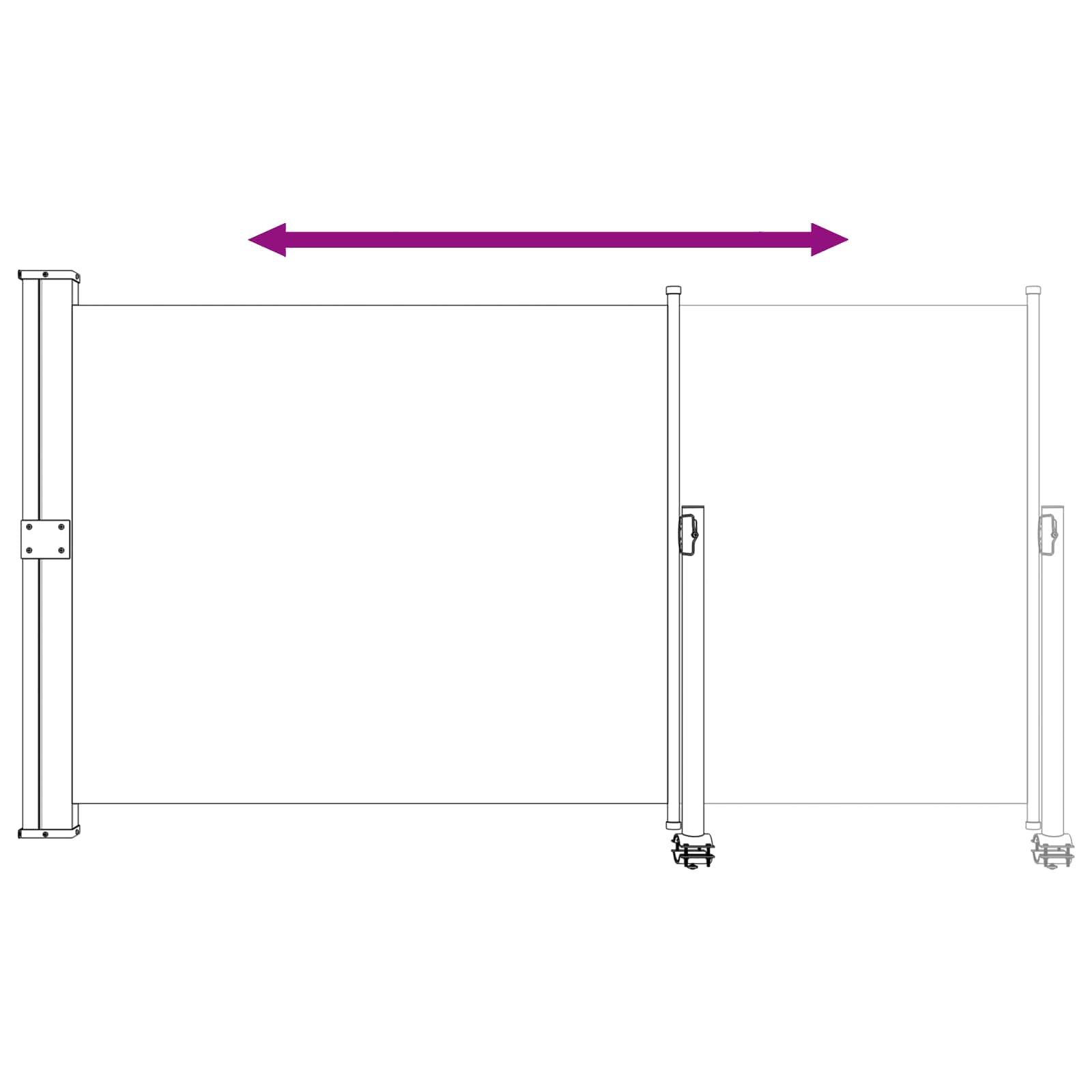 Seitenmarkise 117 x 300 cm 100% Polyester Eisen Stahl