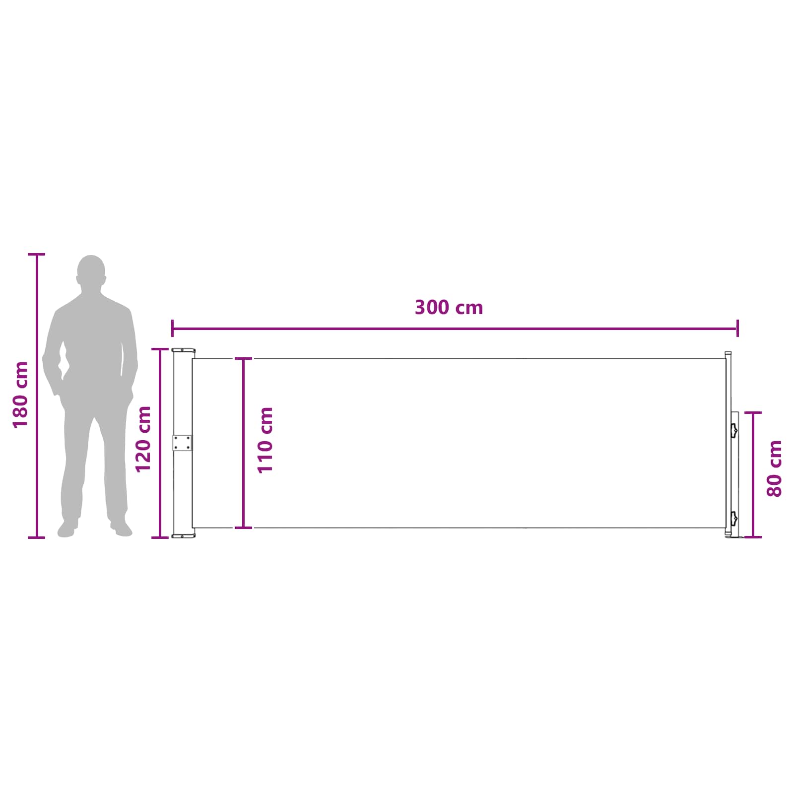 Ausziehbares Seitenmarkise Anthrazit 300 x 120 cm Polyester