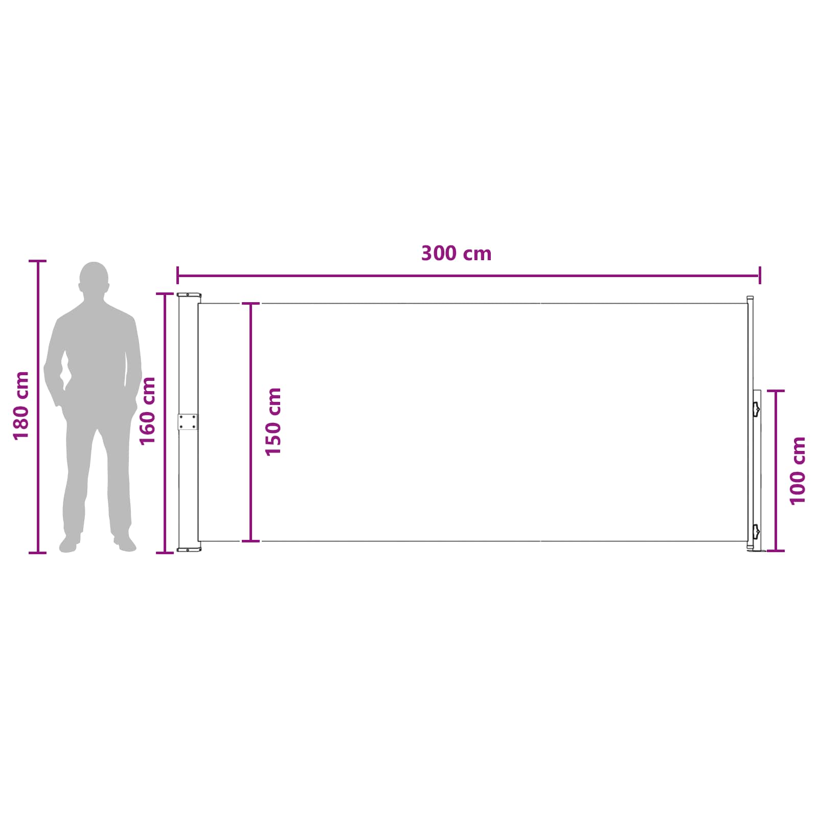 Ausziehbares Seitenmarkise Anthrazit 300 x 160 cm Polyester