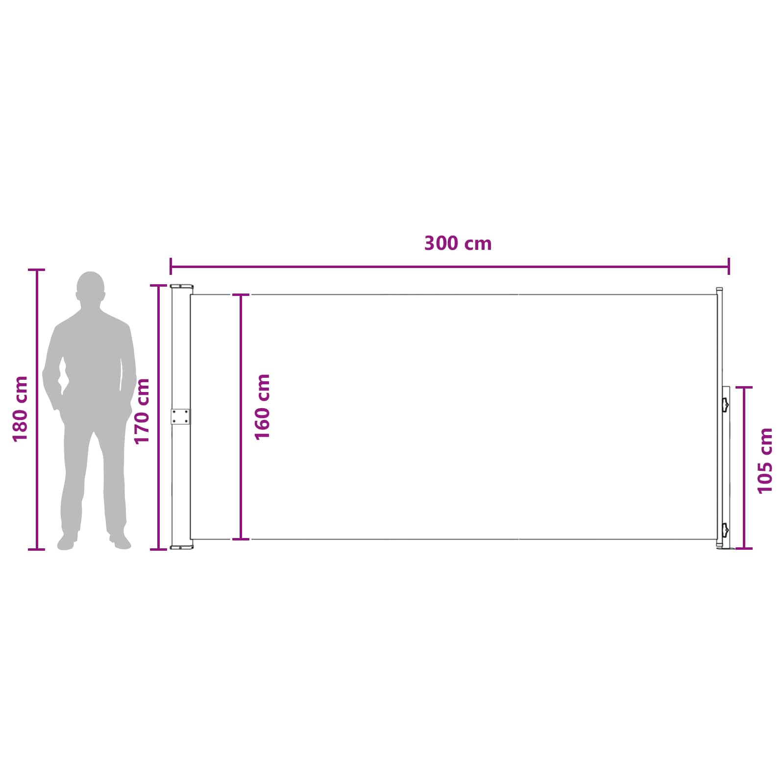 Ausziehbares Seitenmarkise Taupe 300 x 170 cm Polyester