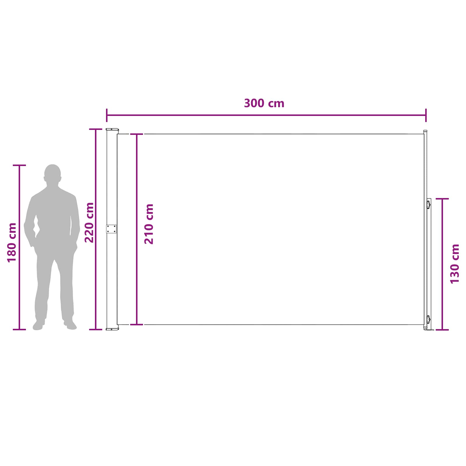 Ausziehbares Seitenmarkise Taupe 300 x 220 cm Polyester