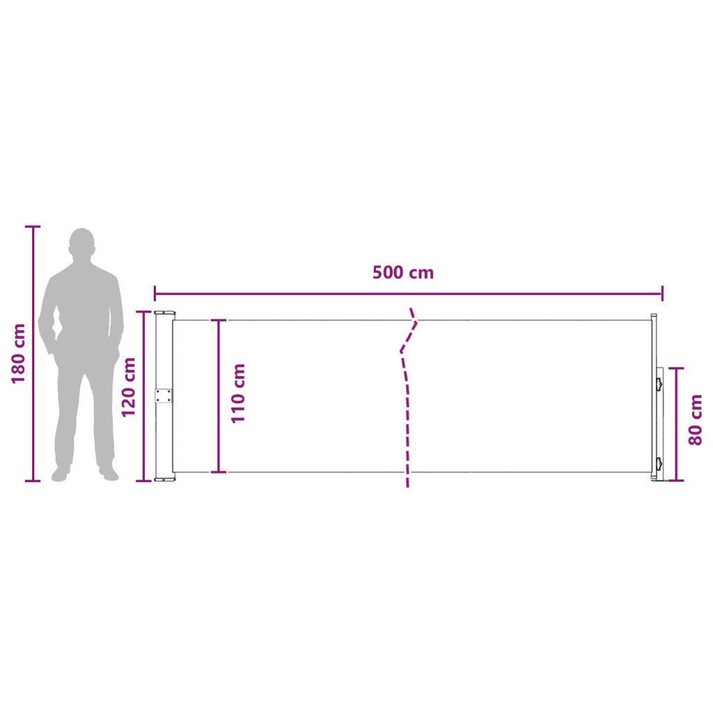 Ausziehbares Seitenmarkise Anthrazit 500 x 117 cm Polyester