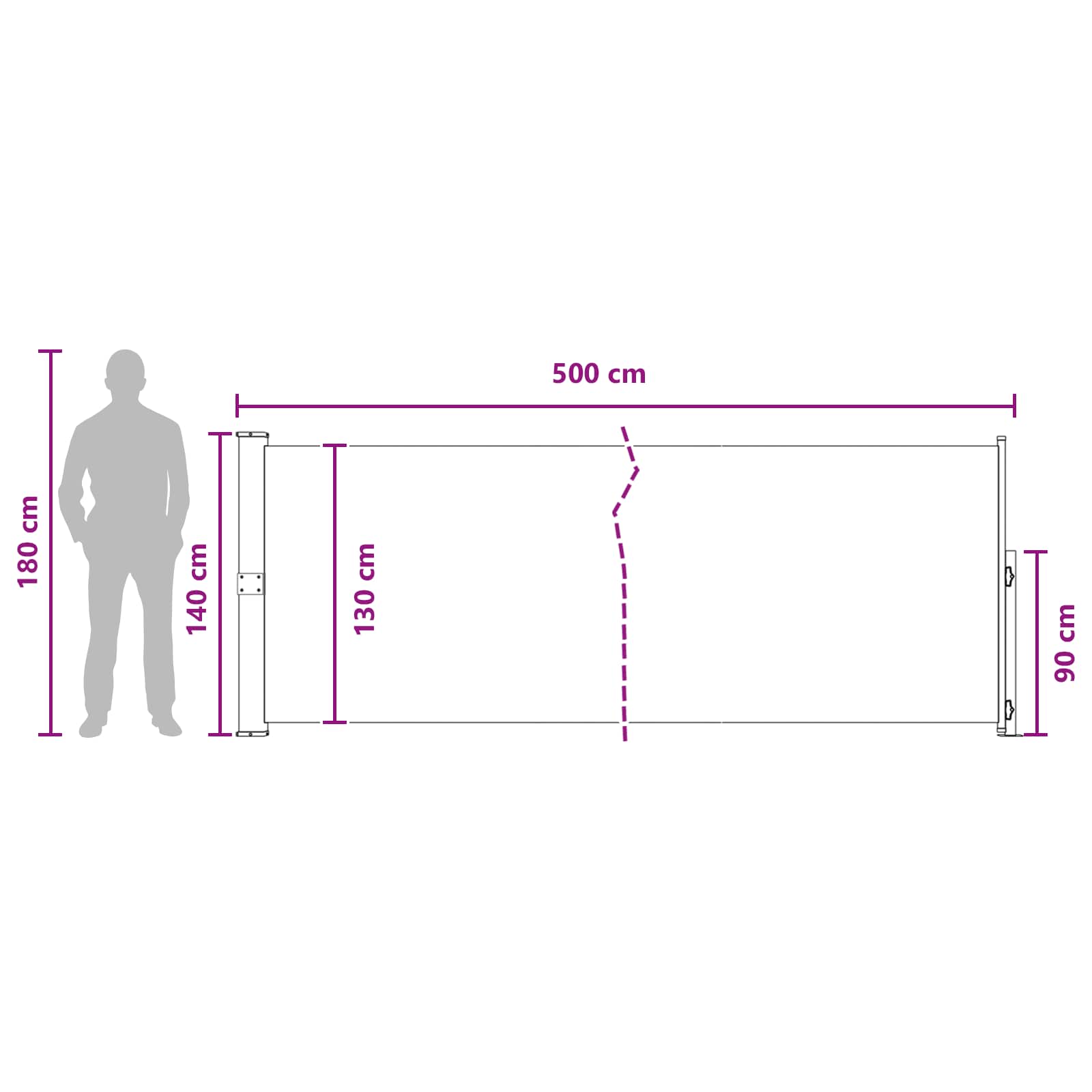 Ausziehbares Seitenmarkise Taupe 500 x 140 cm Polyester