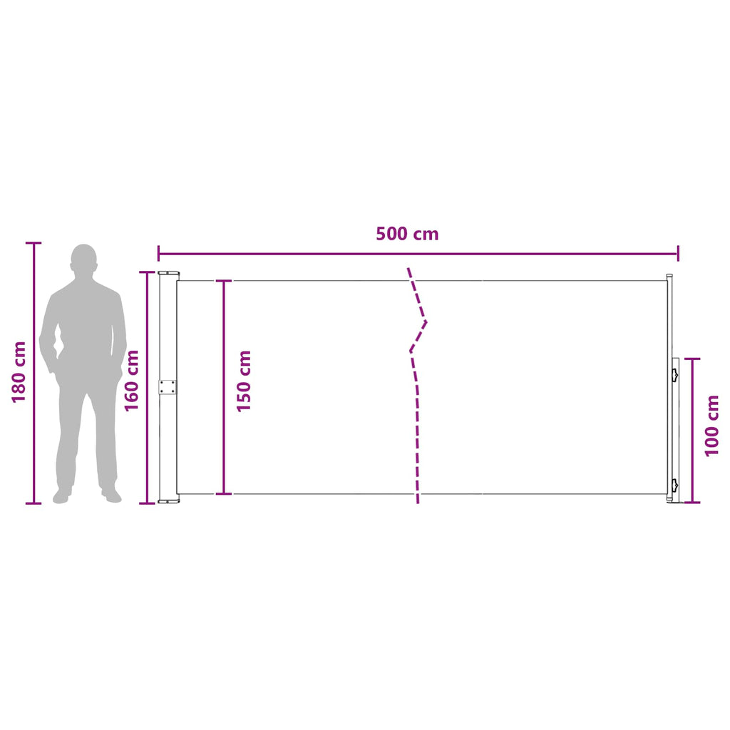 Ausziehbares Seitenmarkise Beige 500 x 160 cm Polyester