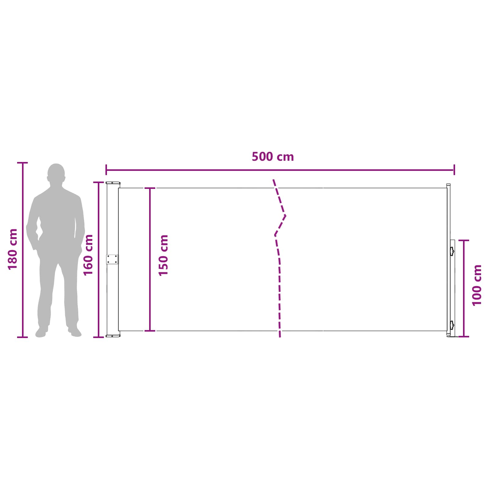 Ausziehbares Seitenmarkise Taupe 500 x 160 cm Polyester