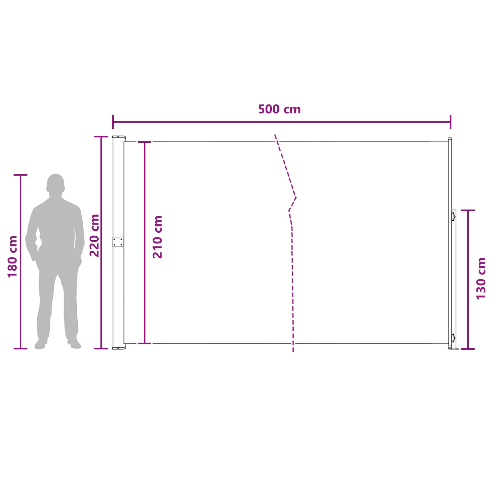 Ausziehbares Seitenmarkise 100% Polyester Eisen Stahl