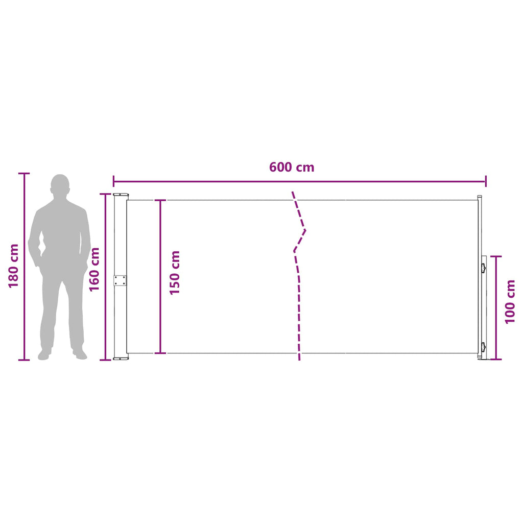 Ausziehbares Seitenmarkise Beige 600 x 160 cm Polyester