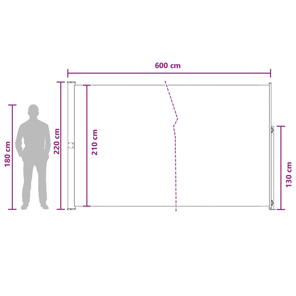 Ausziehbares Seitenmarkise Taupe 600 x 220 cm Polyester