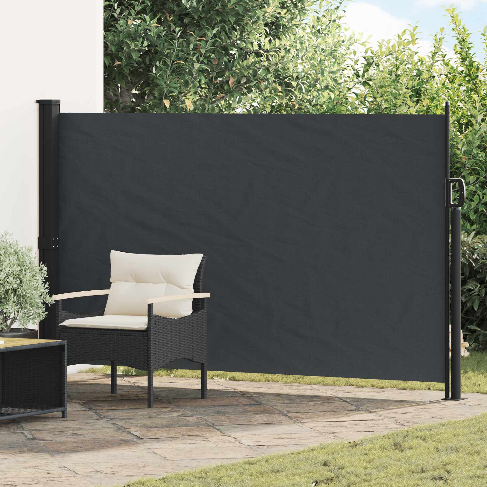 Ausziehbares Seitenmarkise Schwarz 300 x 170 cm Polyester