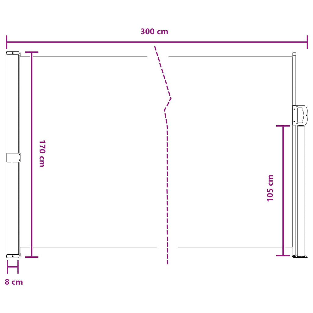 Ausziehbares Seitenmarkise Sand 300 x 170 cm Polyester
