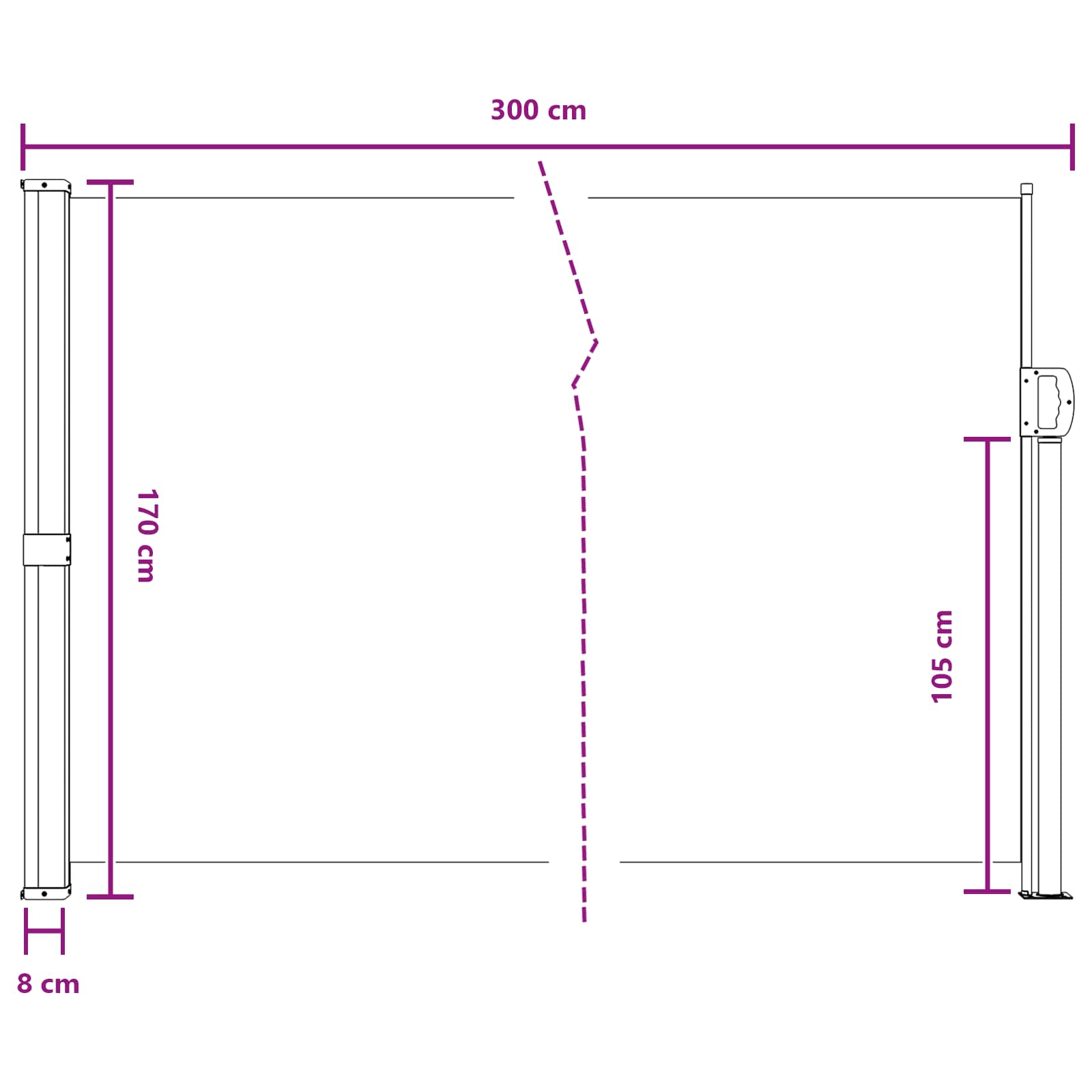 Ausziehbares Seitenmarkise Sand 300 x 170 cm Polyester