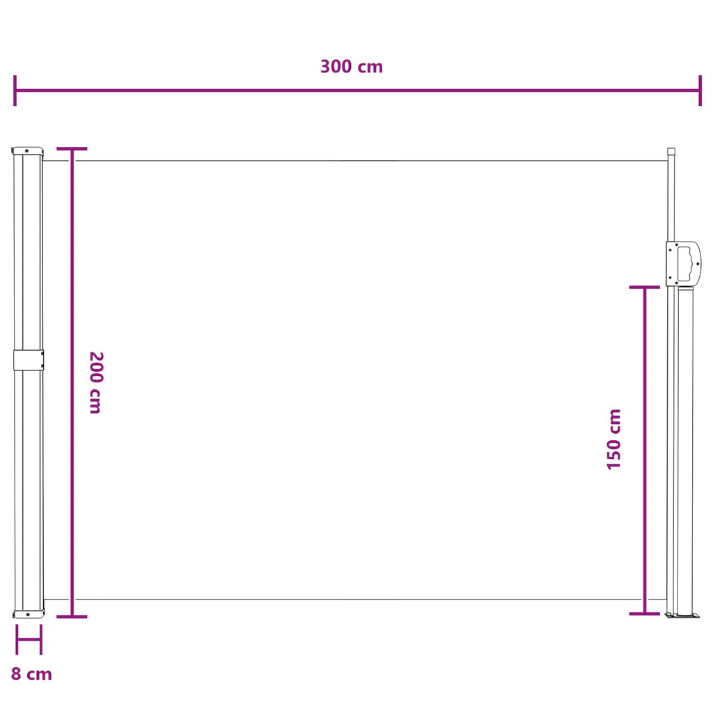 Ausziehbares Seitenmarkise Sand 300 x 200 cm Polyester