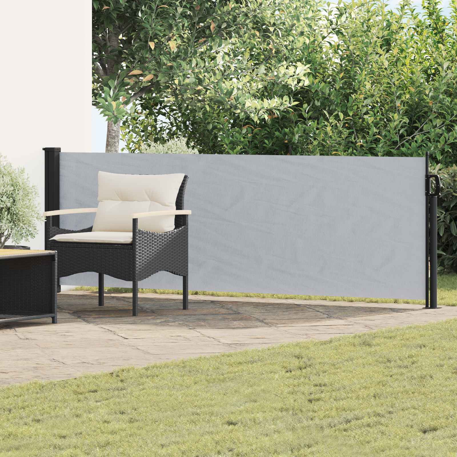 Ausziehbares Seitenmarkise Grau 500 x 100 cm Polyester