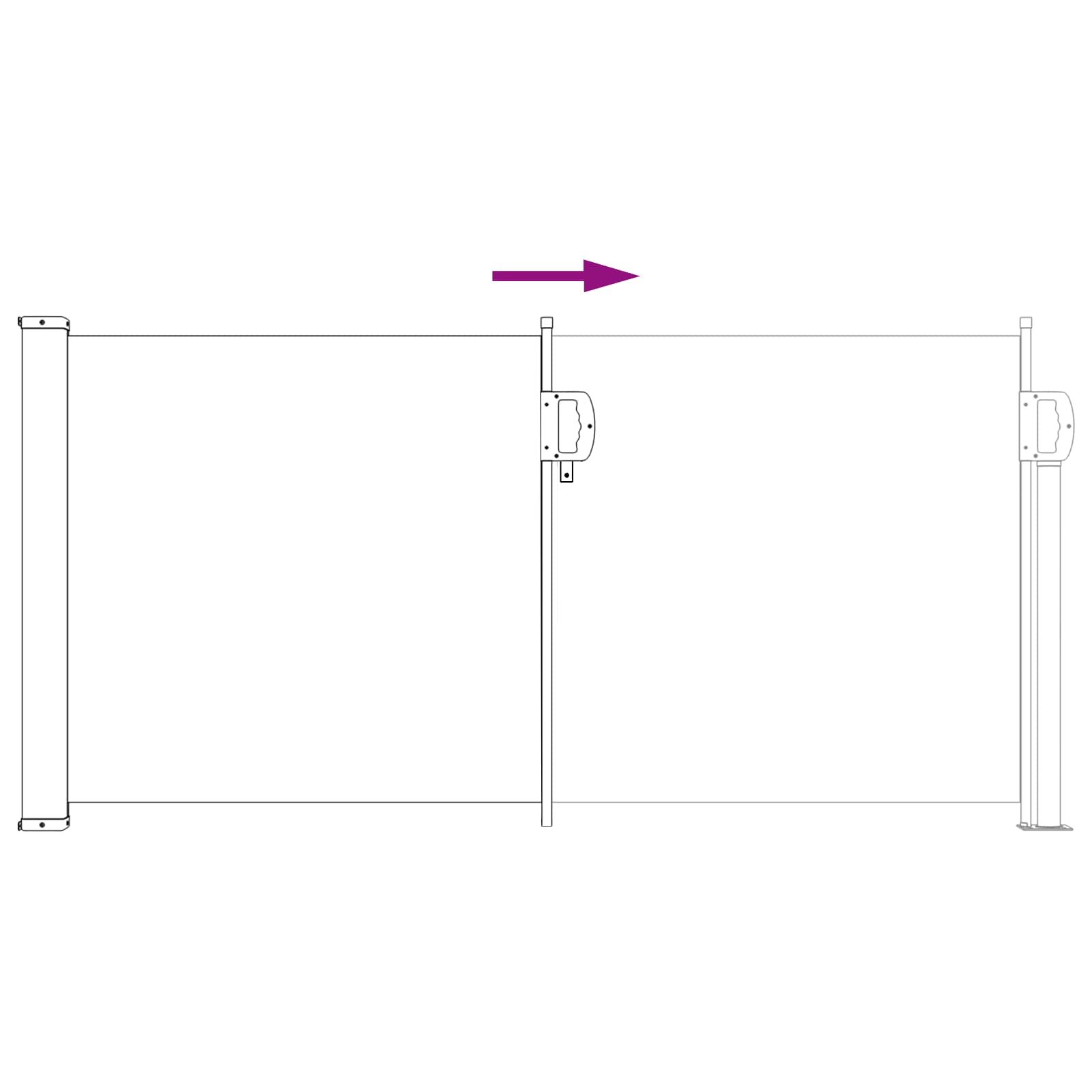 Ausziehbares Seitenmarkise Grau 500 x 100 cm Polyester