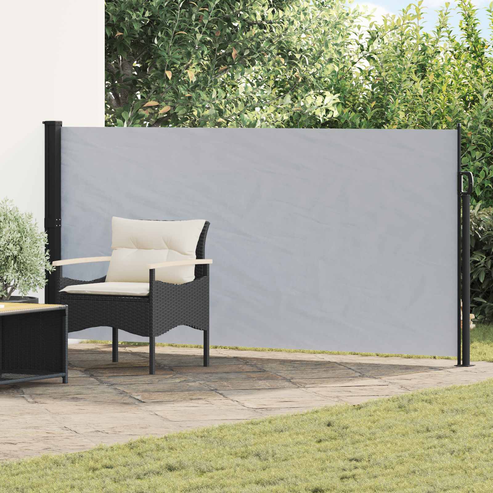 Ausziehbares Seitenmarkise Grau 500 x 120 cm Polyester
