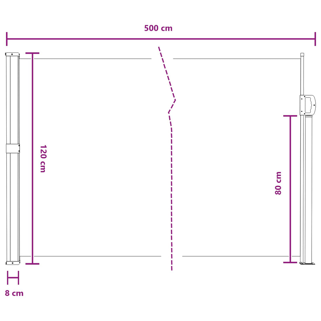 Ausziehbares Seitenmarkise Sand 500 x 120 cm Polyester