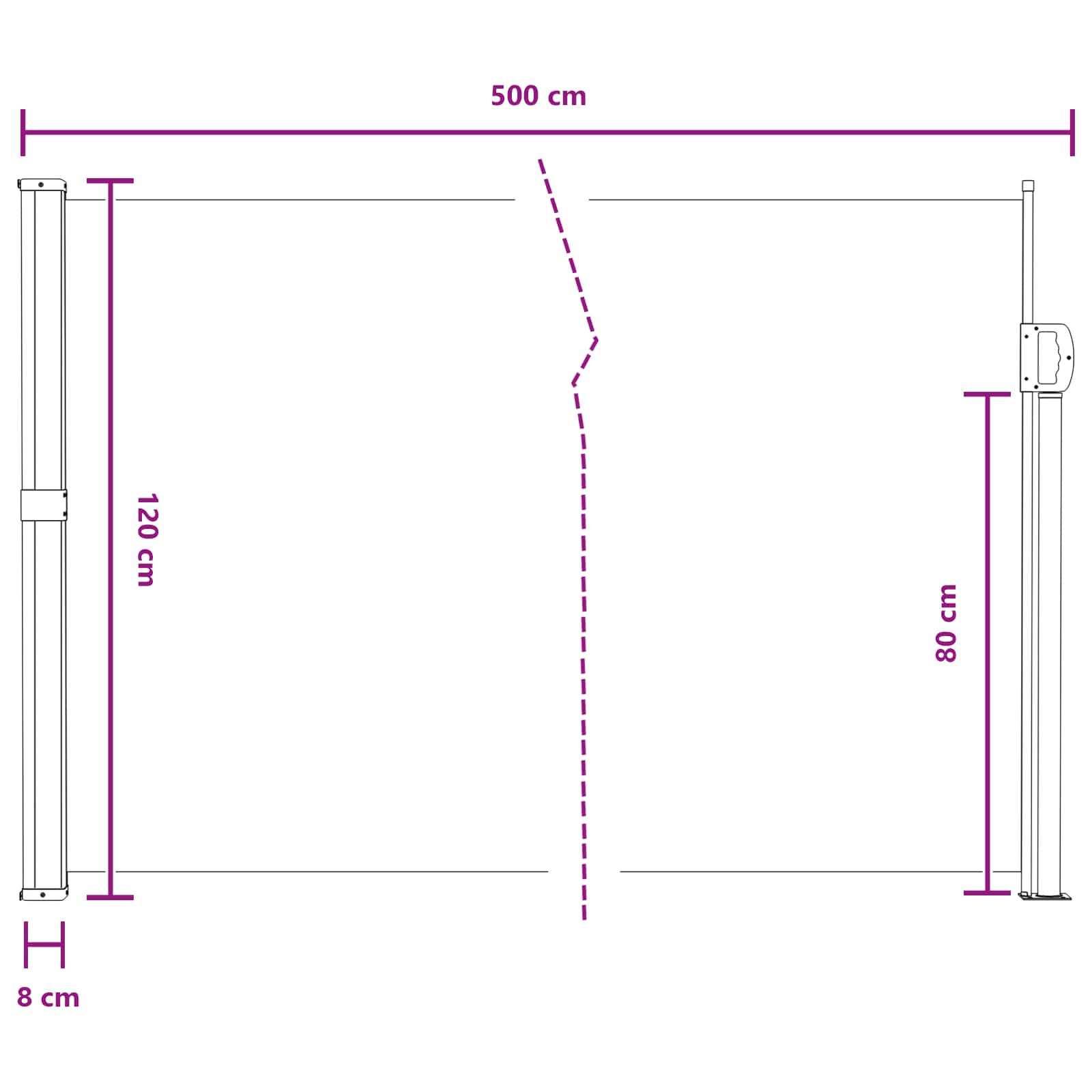 Ausziehbares Seitenmarkise Sand 500 x 120 cm Polyester