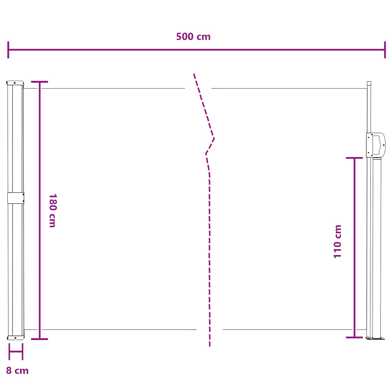 Ausziehbares Seitenmarkise Sand 500 x 180 cm Polyester