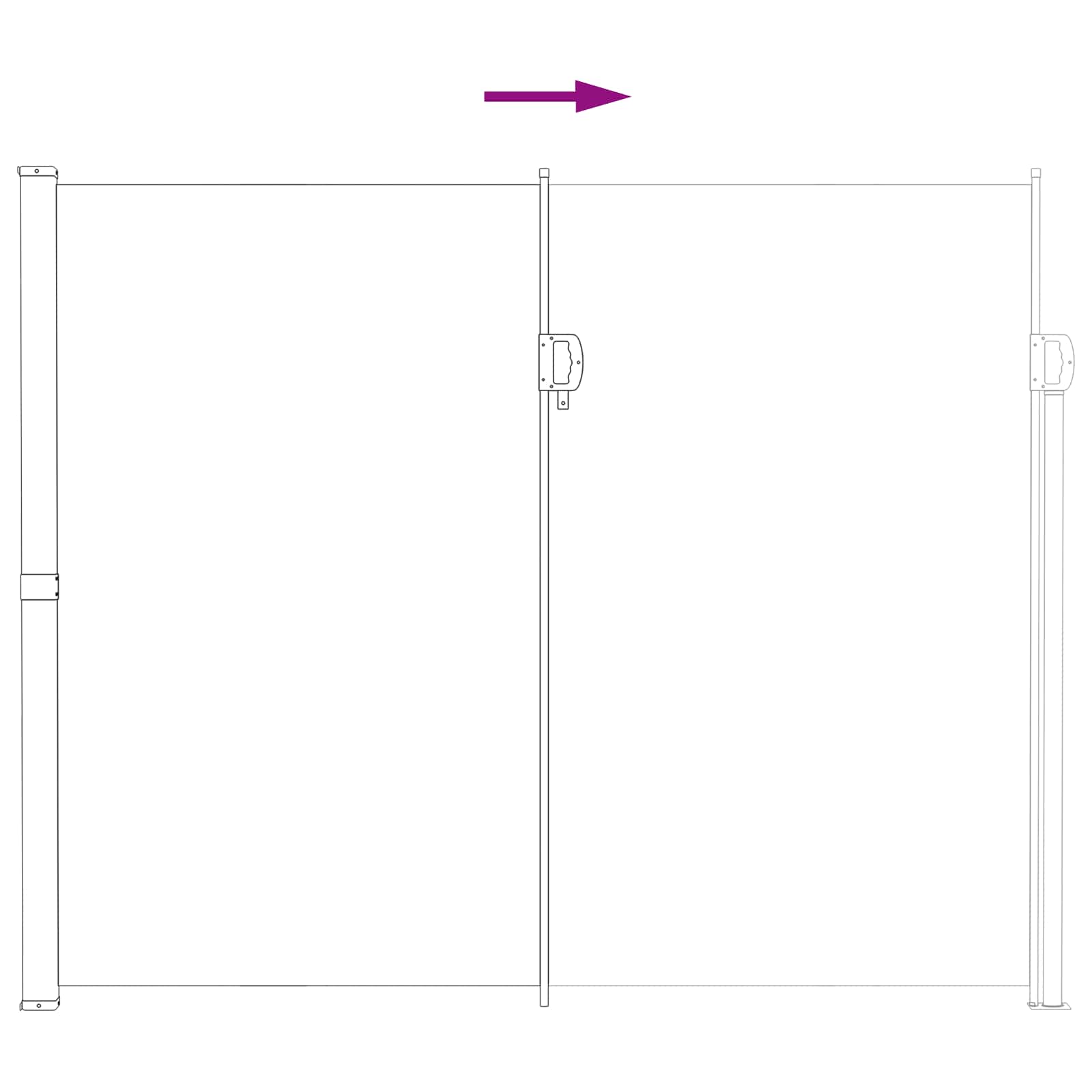 Ausziehbares Seitenmarkise Grau 500 x 200 cm Polyester