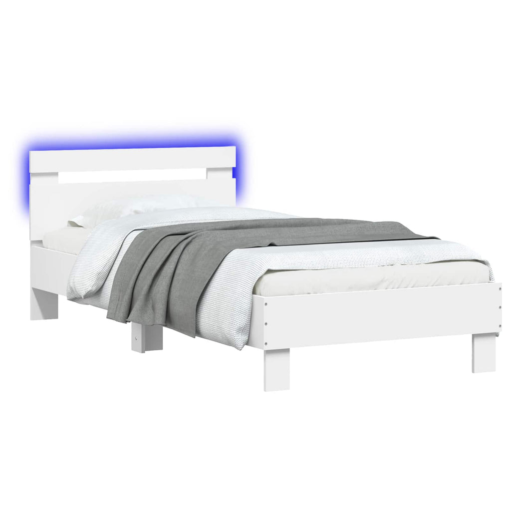 Bettgestell mit LED Weiß 80 x 200 cm Holzwerkstoff