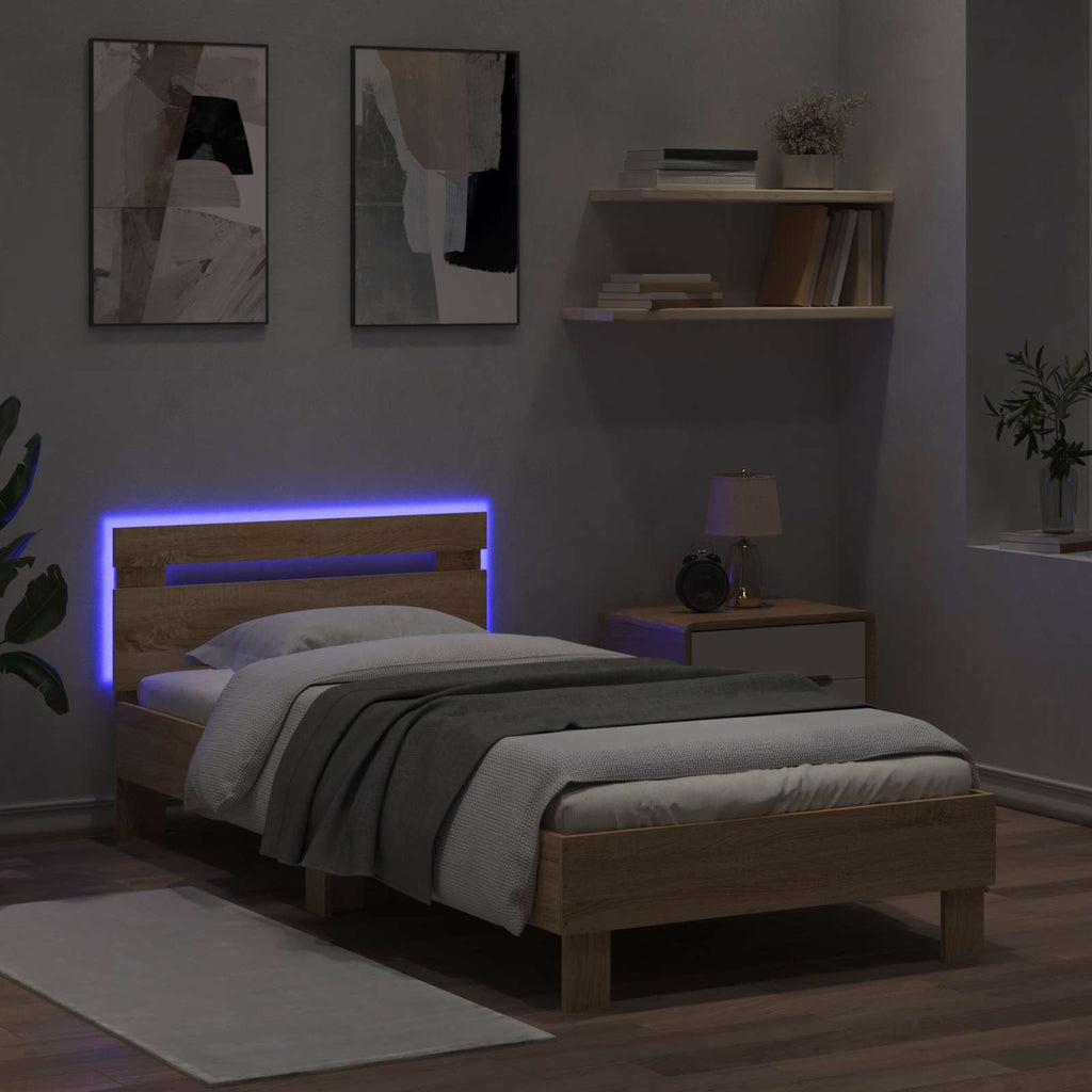Bettgestell mit LED Sonoma-Eiche 80 x 200 cm Holzwerkstoff