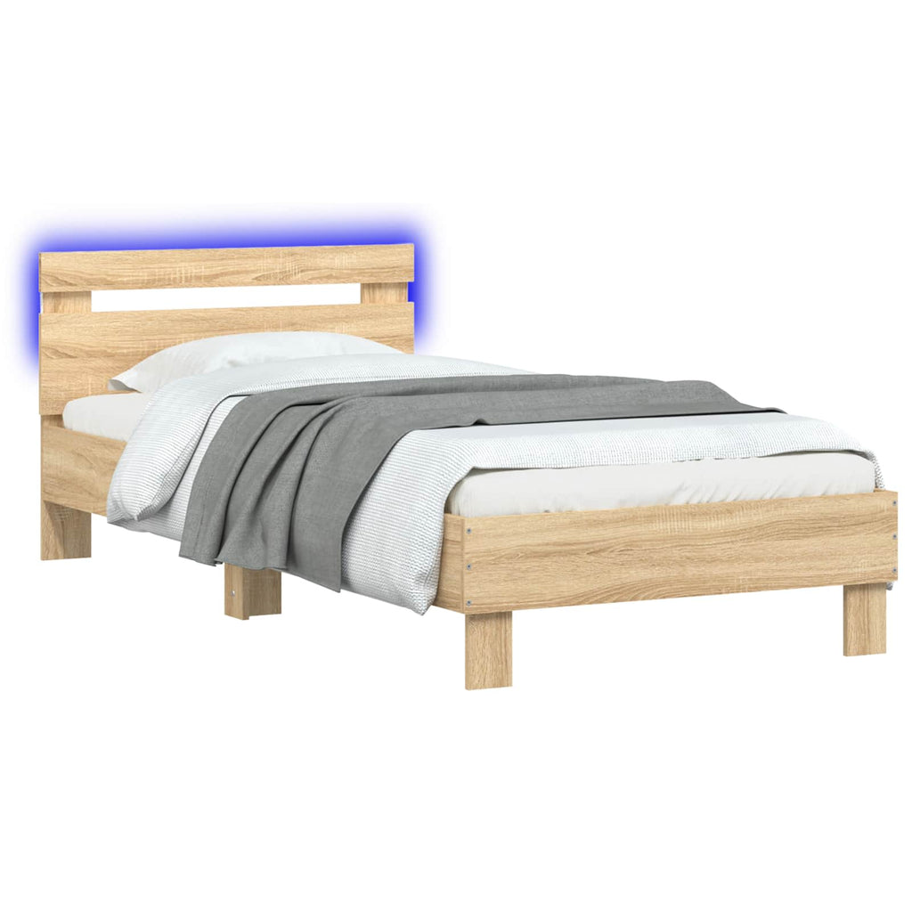 Bettgestell mit LED Sonoma-Eiche 80 x 200 cm Holzwerkstoff
