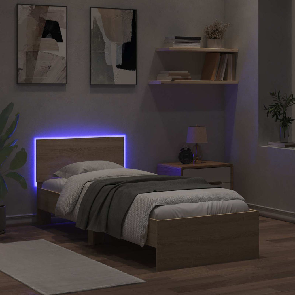 Bettgestell mit LED Sonoma-Eiche 80 x 200 cm Holzwerkstoff