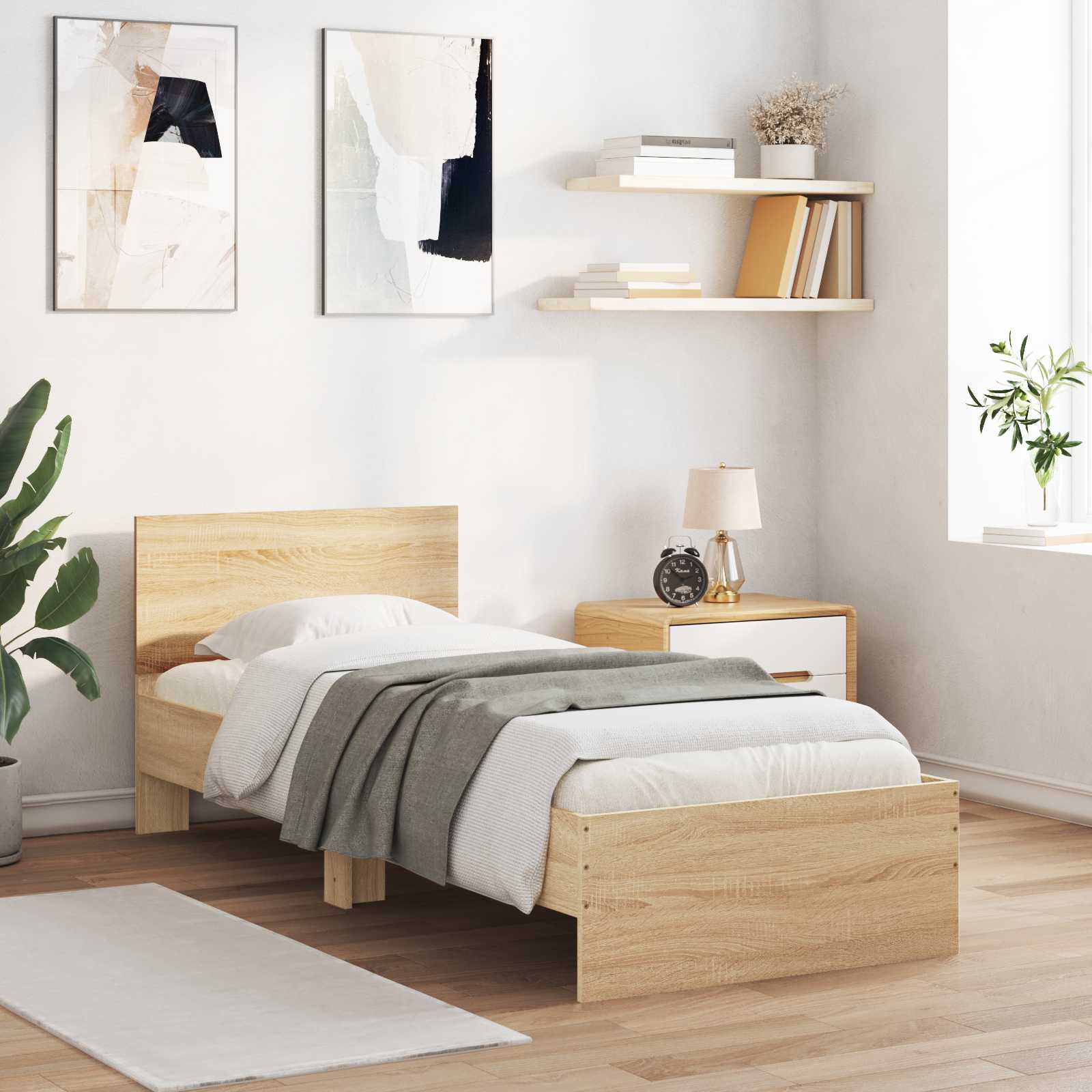 Bettgestell mit LED Sonoma-Eiche 80 x 200 cm Holzwerkstoff