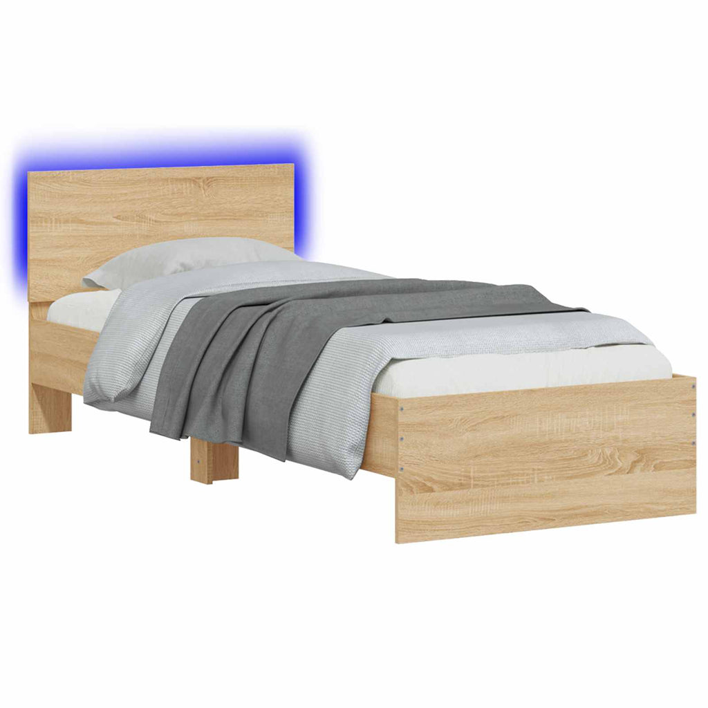 Bettgestell mit LED Sonoma-Eiche 80 x 200 cm Holzwerkstoff