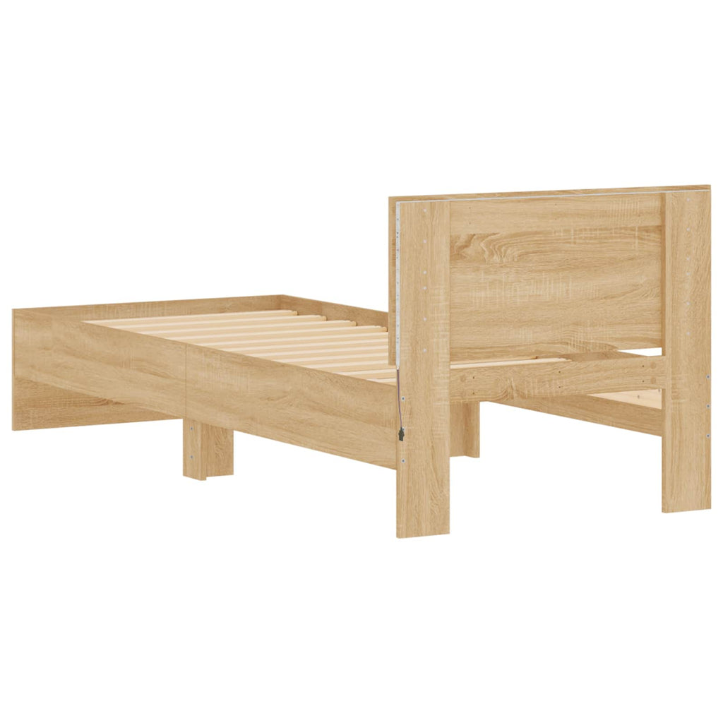 Bettgestell mit LED Sonoma-Eiche 80 x 200 cm Holzwerkstoff