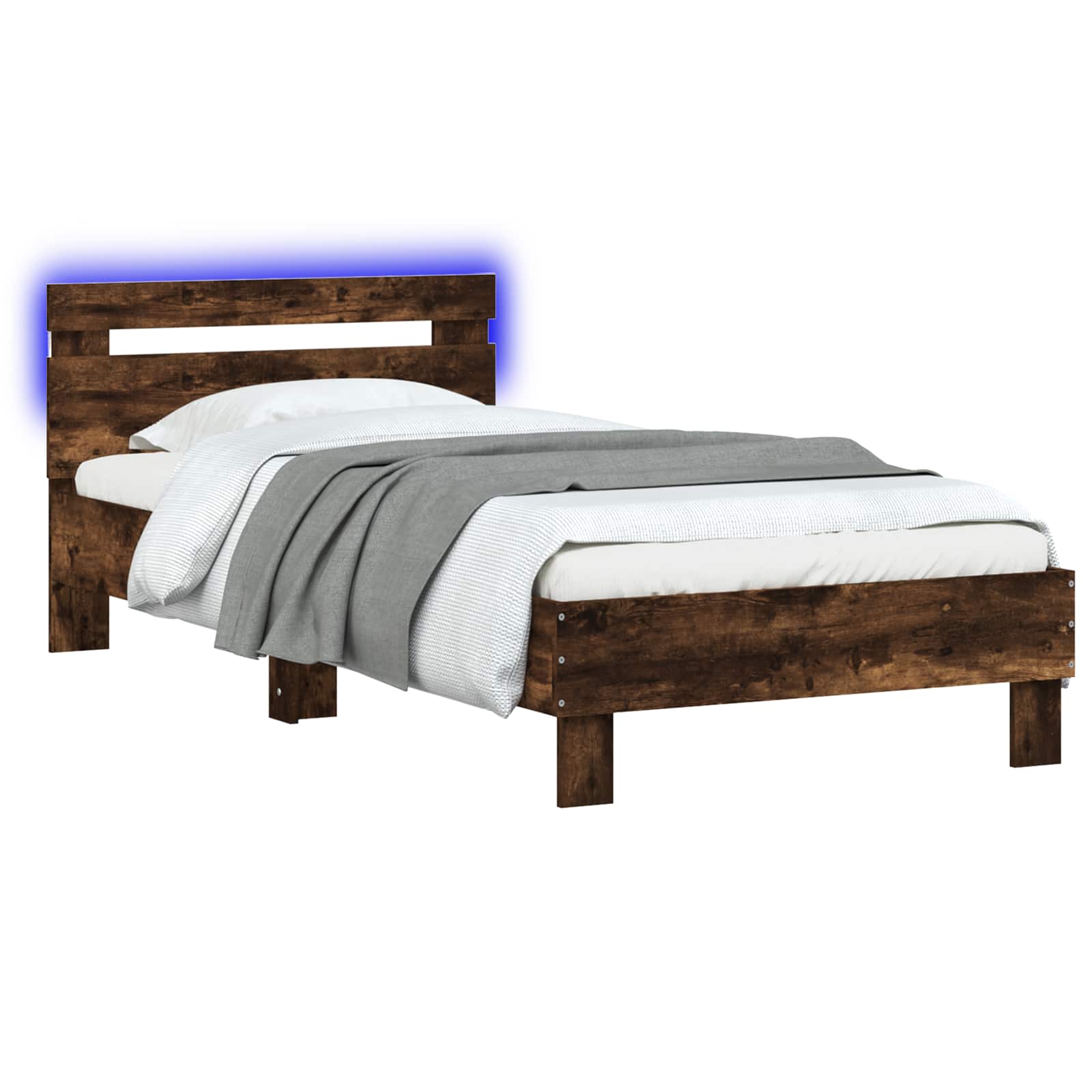 Bettgestell mit LED Geräucherte Eiche 80 x 200 cm Holzwerkstoff