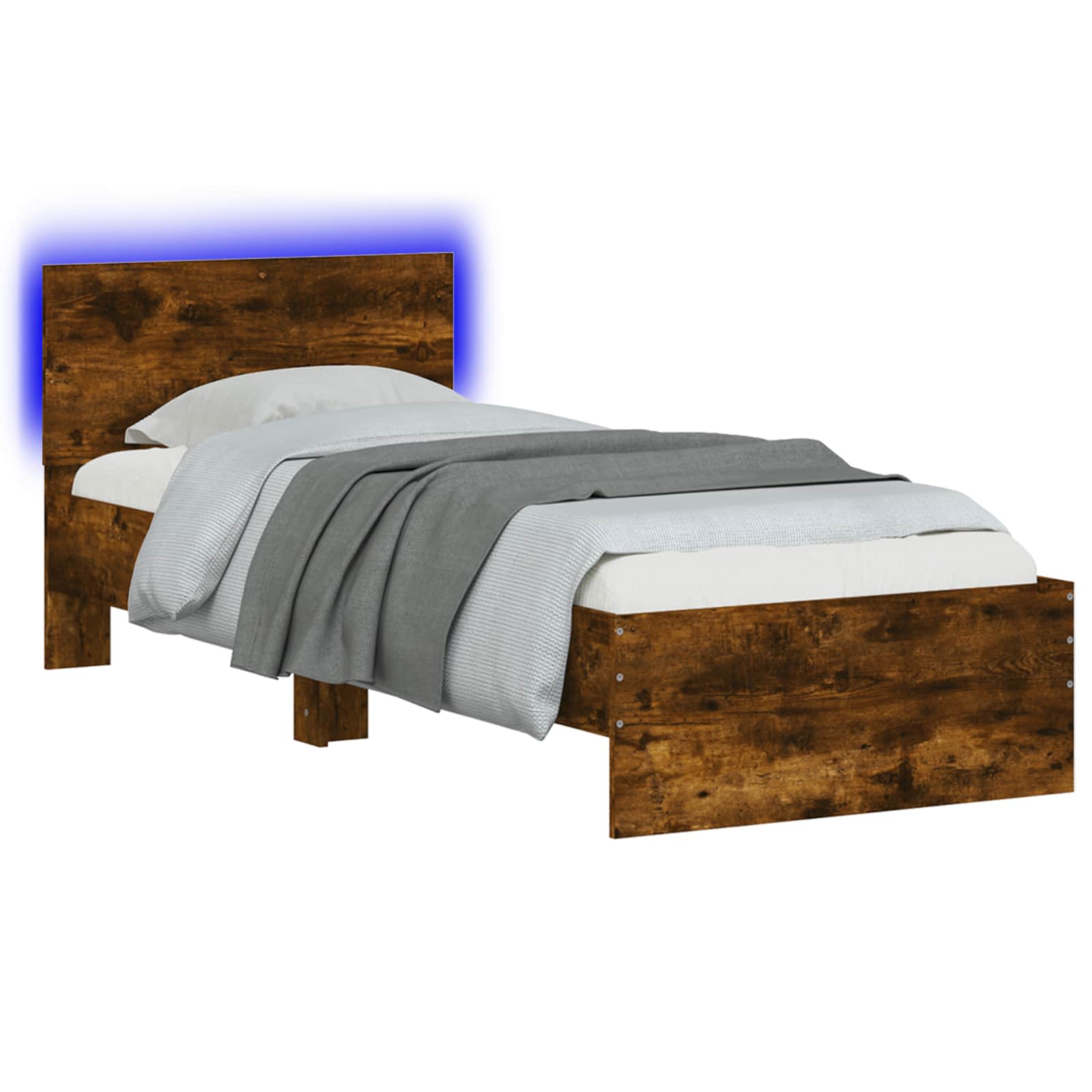 Bettgestell mit LED Geräucherte Eiche 80 x 200 cm Holzwerkstoff