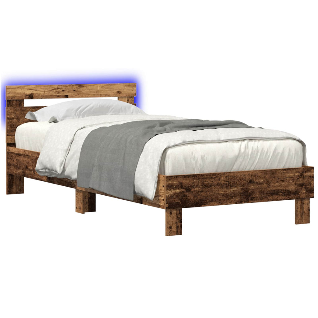 Bettgestell mit LED Altholz 80 x 200 cm Holzwerkstoff