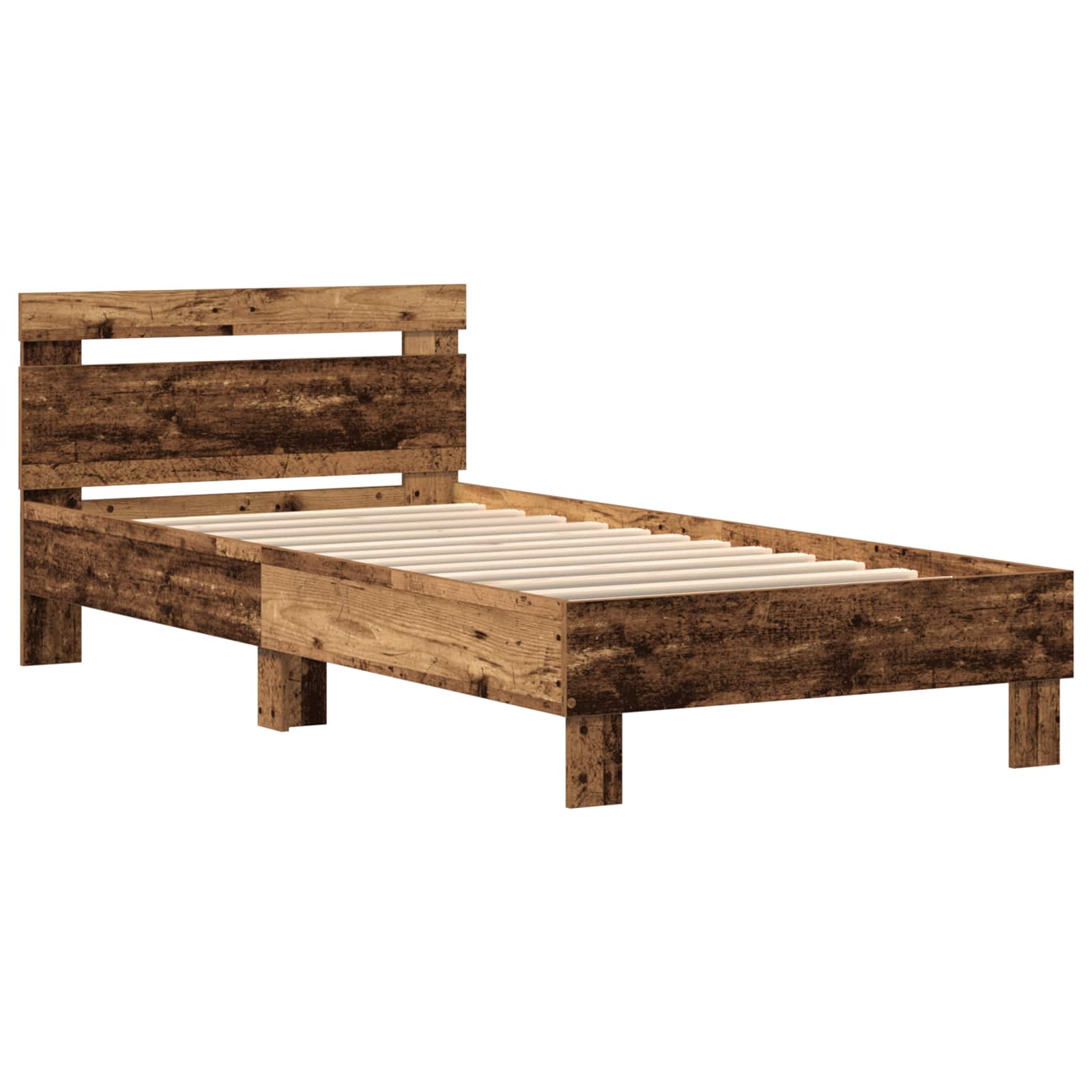 Bettgestell mit LED Altholz 80 x 200 cm Holzwerkstoff