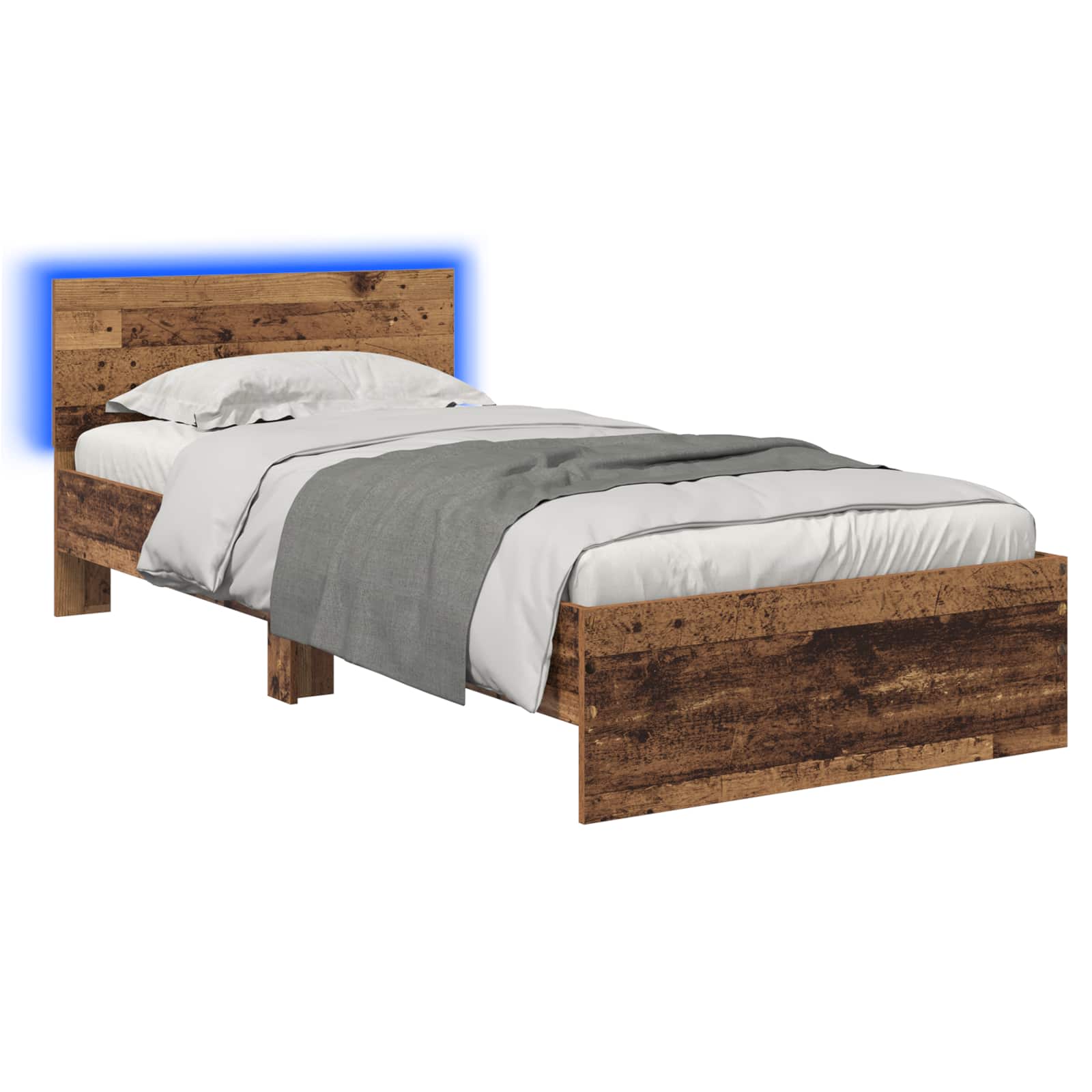 Bettgestell mit LED Altholz 80 x 200 cm Holzwerkstoff