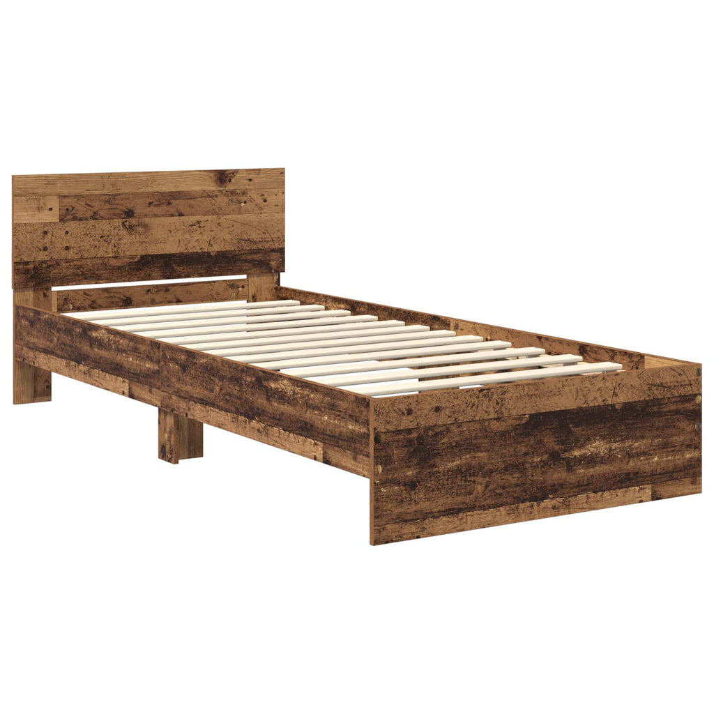 Bettgestell mit LED Altholz 80 x 200 cm Holzwerkstoff
