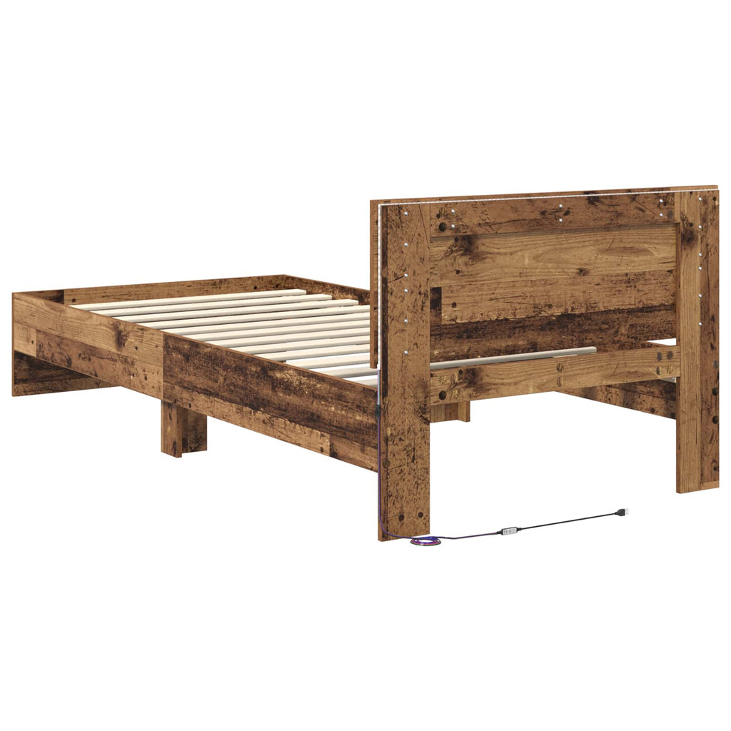 Bettgestell mit LED Altholz 80 x 200 cm Holzwerkstoff
