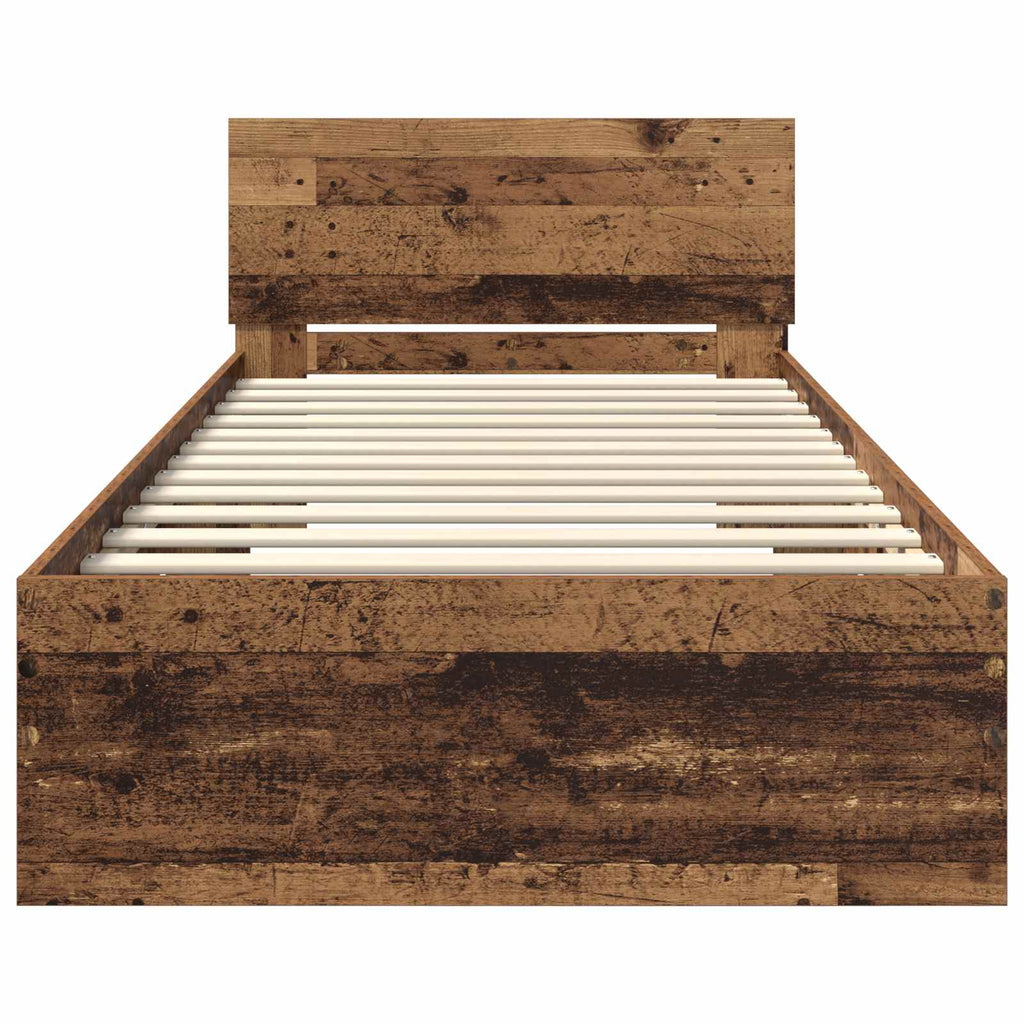 Bettgestell mit LED Altholz 80 x 200 cm Holzwerkstoff