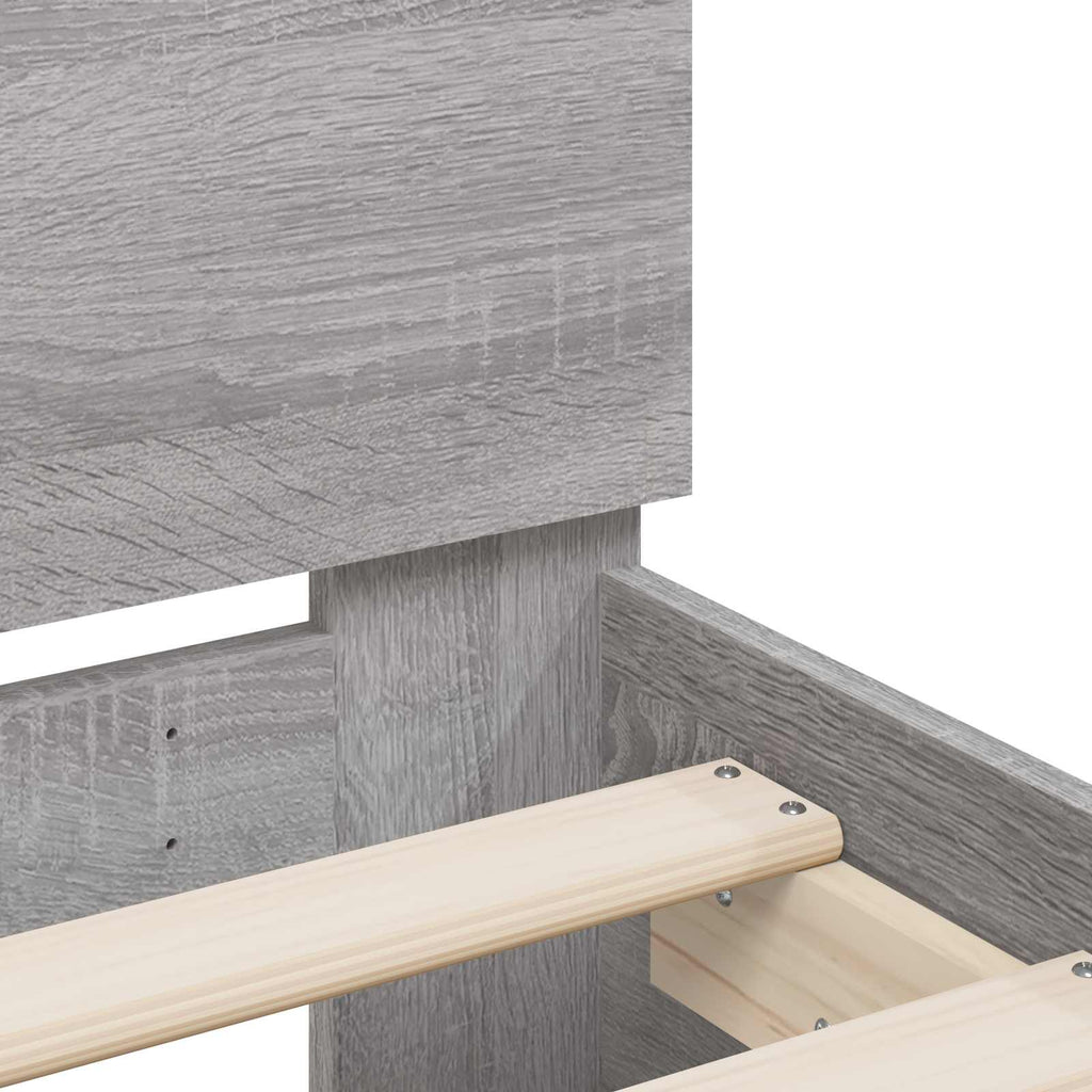 Bettgestell mit LED Grau Sonoma 80 x 200 cm Holzwerkstoff