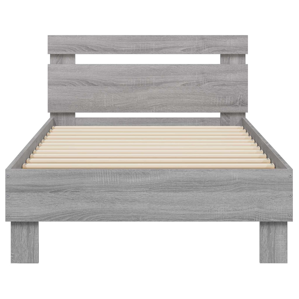 Bettgestell mit LED Grau Sonoma 80 x 200 cm Holzwerkstoff